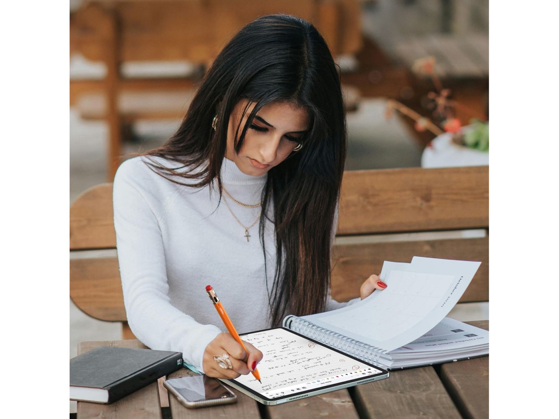 Caneta stylus Metapen Pencil Air8 Pro X para iPad - laranja