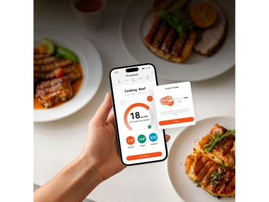 Term�metro de cozinha Meatmeet S Pro com aplicativo Bluetooth/Wi-Fi para churrasqueira, forno e defu