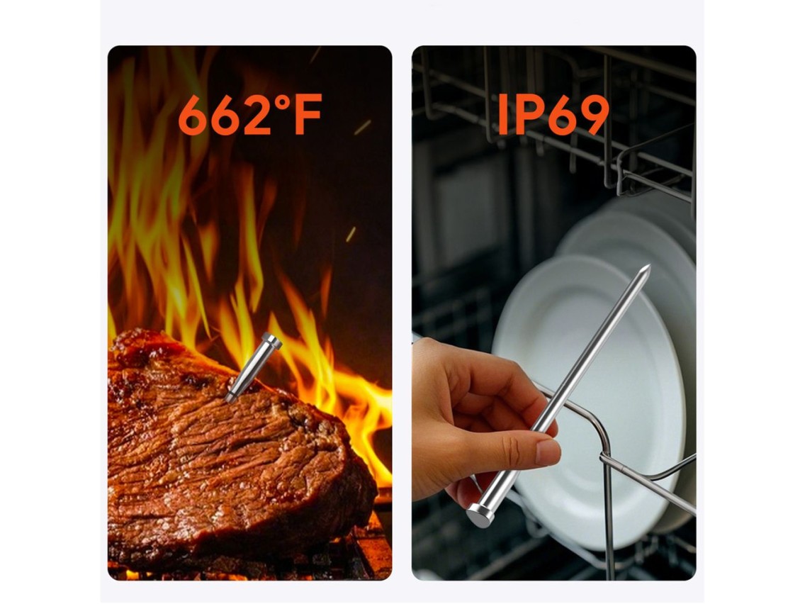 Termómetro de cocina Meatmeet S Pro con aplicación Bluetooth/WiFi para parrilla, horno y ahumador -