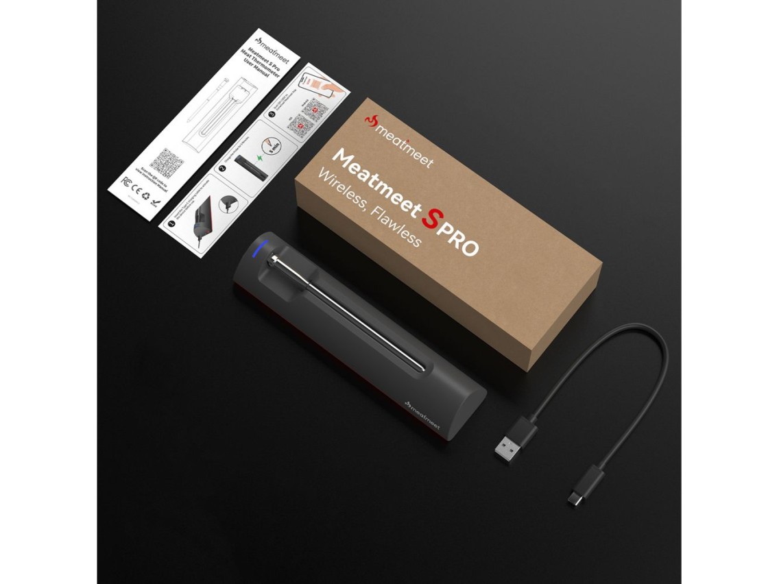 Termómetro de cocina Meatmeet S Pro con aplicación Bluetooth/WiFi para parrilla, horno y ahumador -