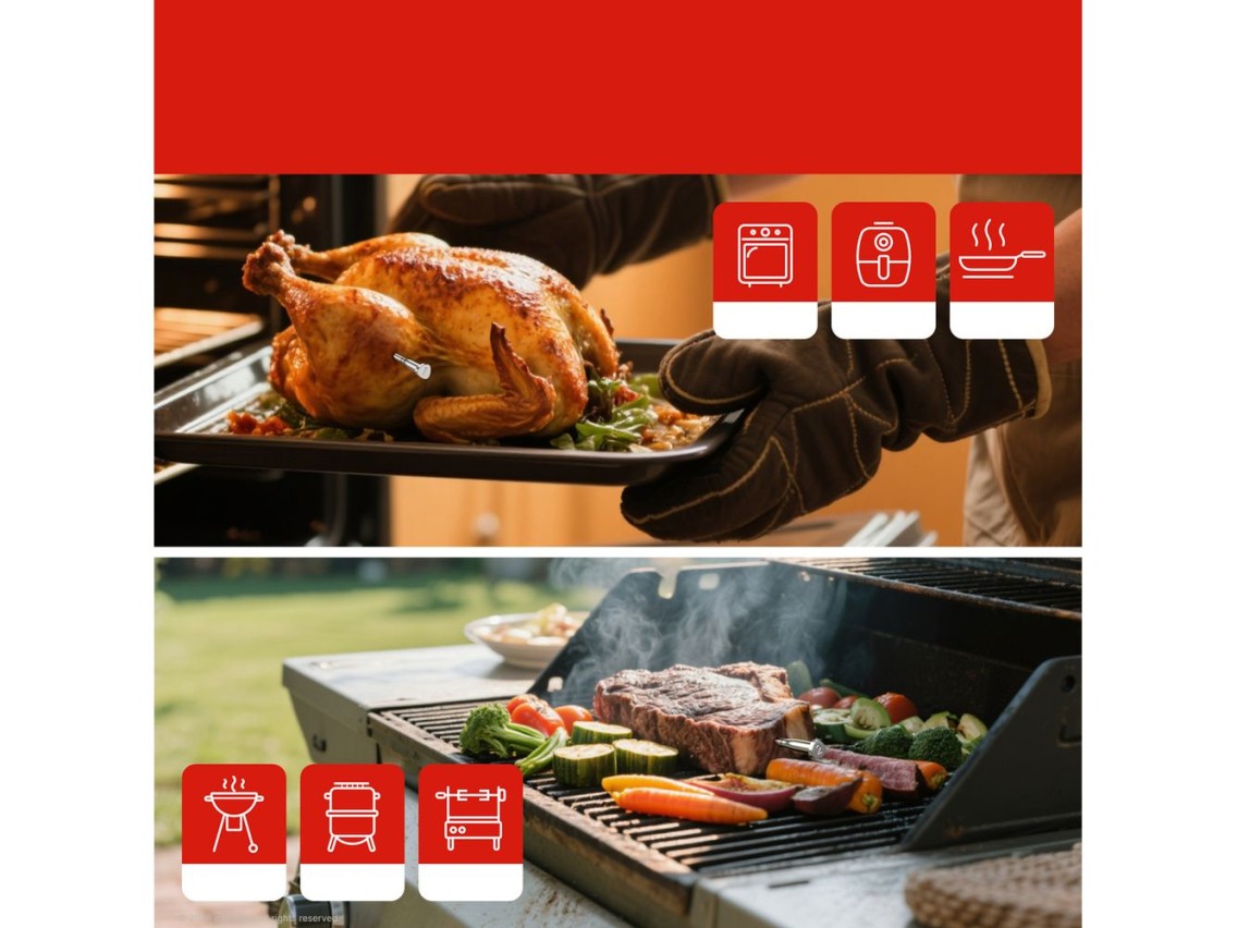 Term�metro de cocina Meatmeet X Pro con aplicaci�n Bluetooth/WiFi para parrilla, horno y ahumador - 