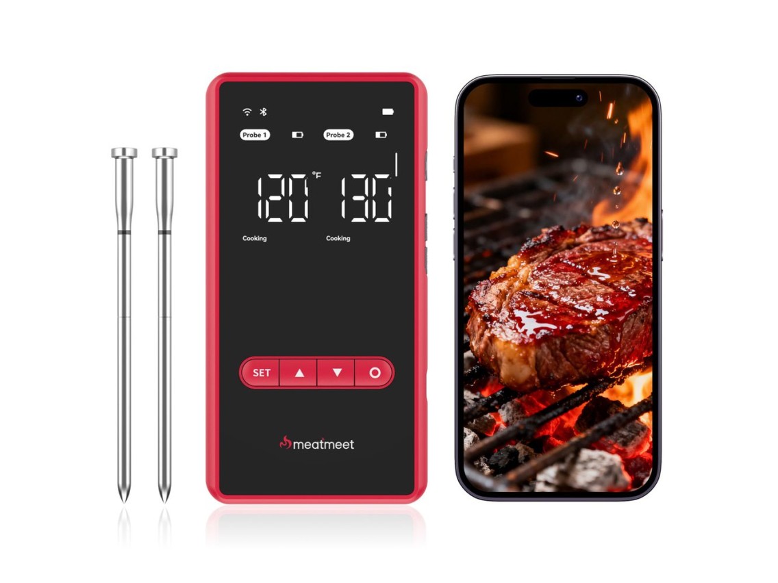 Termómetro de cocina Meatmeet X Pro con aplicación Bluetooth/WiFi para parrilla, horno y ahumador -