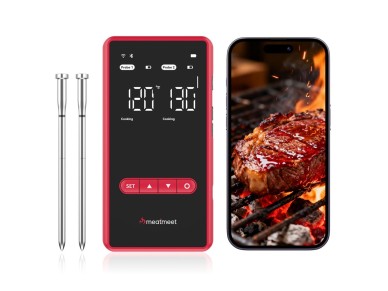 Meatmeet X Pro Kitchen Thermometer with Bluetooth/WiFi App for Grill, Oven, Smoker - Black