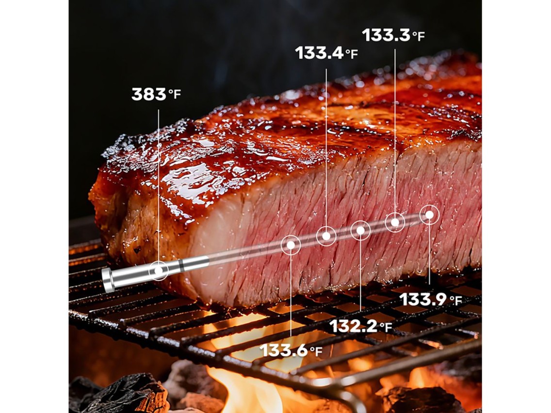Term�metro de cocina Meatmeet X Pro con aplicaci�n Bluetooth/WiFi para parrilla, horno y ahumador - 
