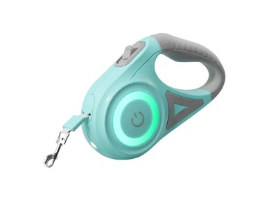 Correa autom�tica para perros Rojeco con luz LED de 5 m (verde)