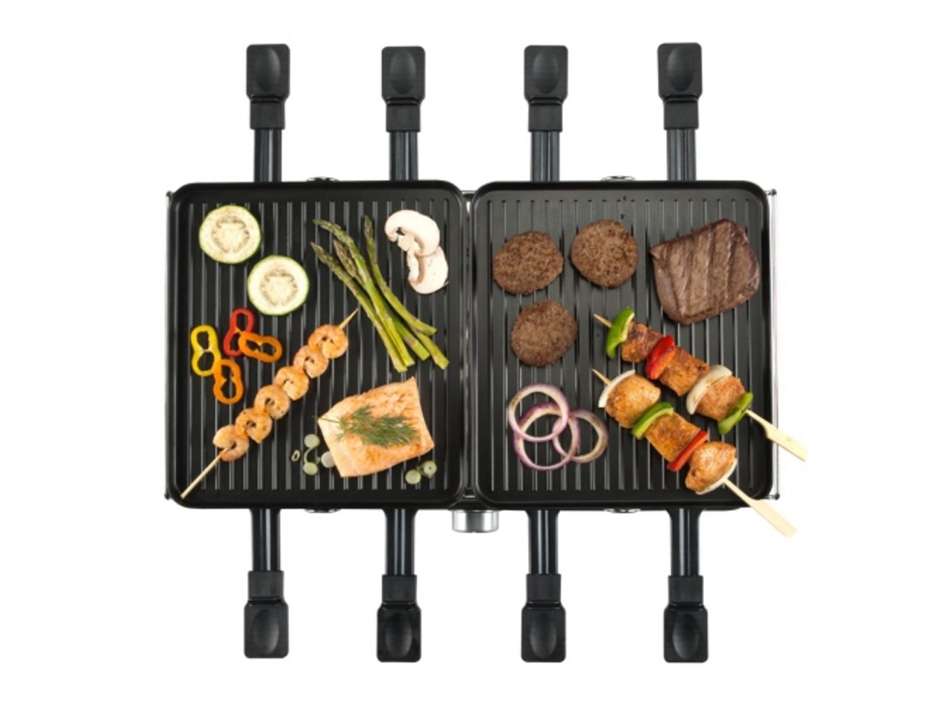 Plancha de asar bourgini gourmette raclette grill plus 1400w 8 personas 23x42cm