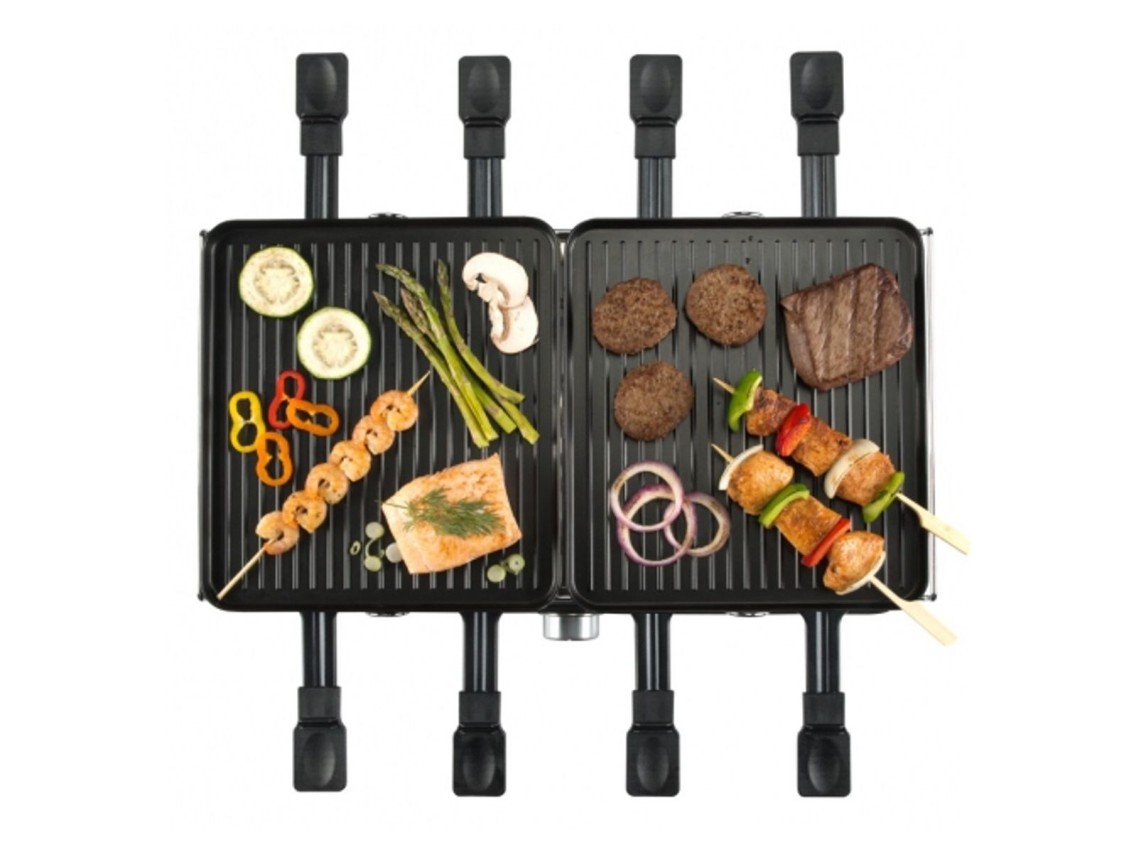 Plancha de asar bourgini gourmette raclette grill plus 1400w 8 personas 23x42cm