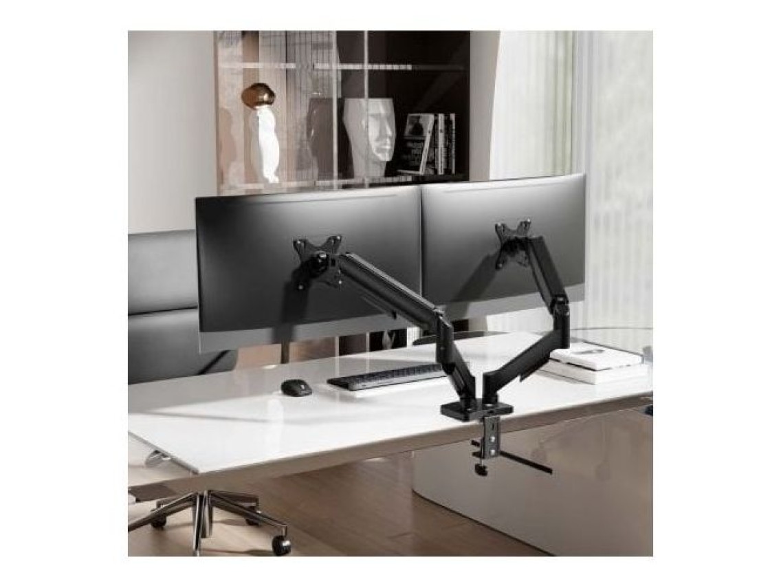 Soporte de Mesa con Contrapeso para 2 Monitores Aisens DT32TSR-357/ Giratorio/ Inclinable/ hasta 9kg