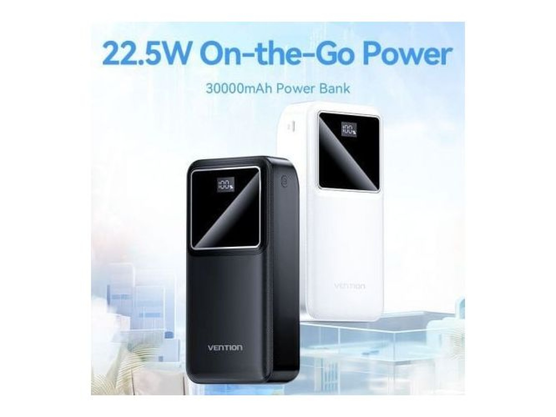 Powerbank 30000mAh Vention FHMW0/ 22.5W/ Branco