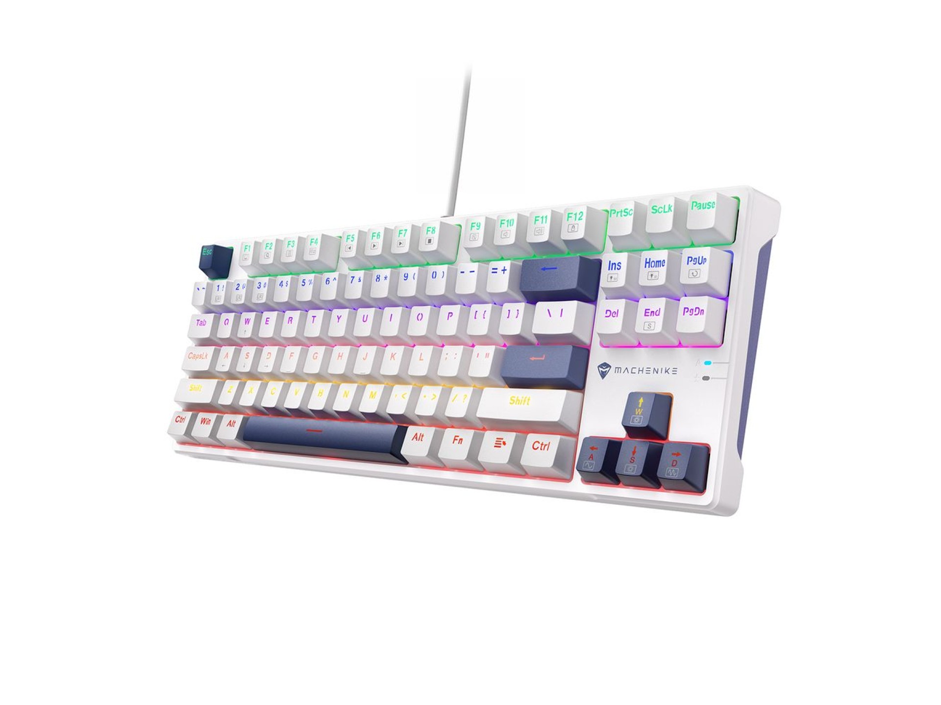 Machenike K500B-B87 Wired Mechanical Gaming Keyboard with Backlight, Red Switch - White