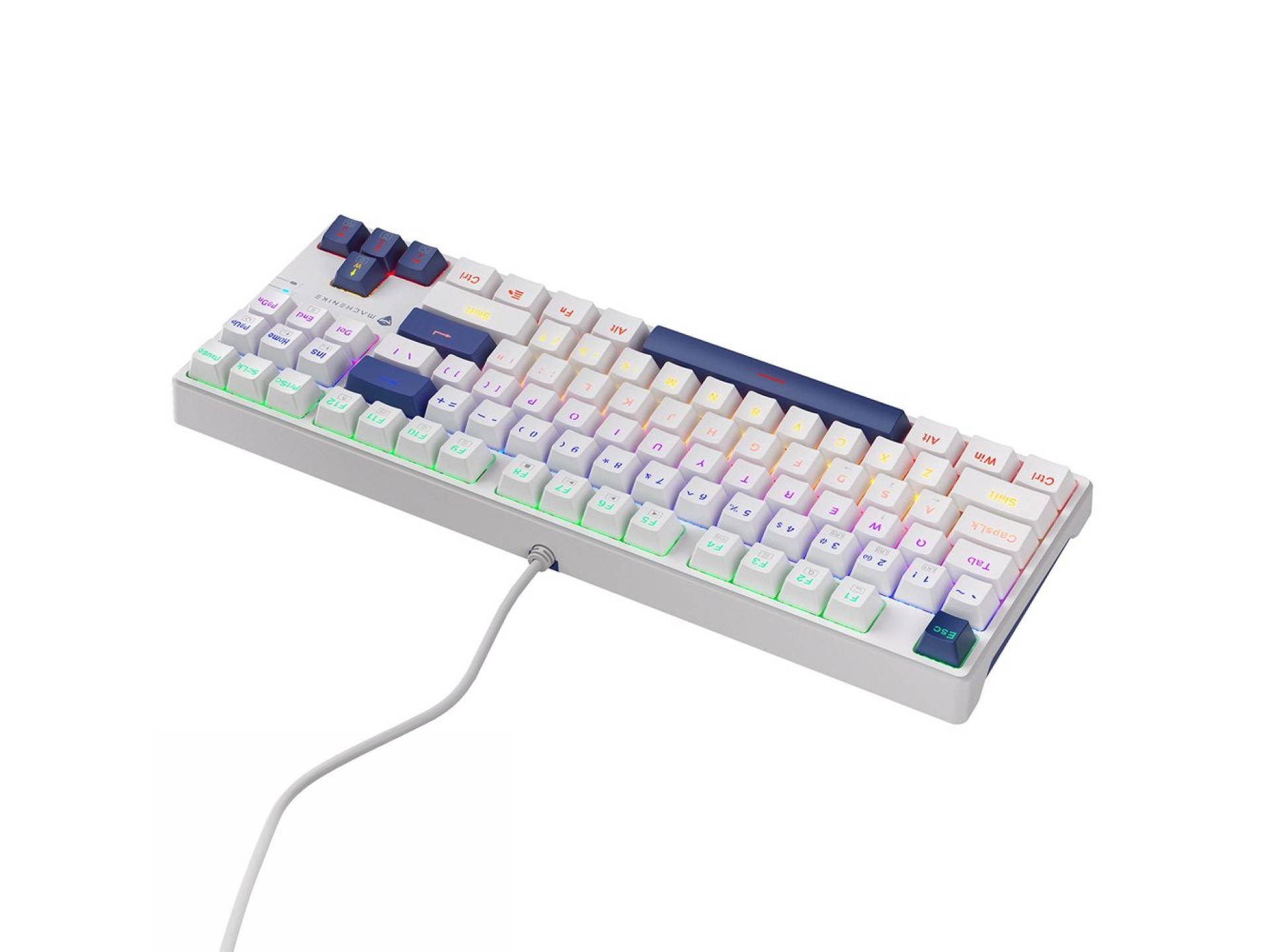 Machenike K500B-B87 Wired Mechanical Gaming Keyboard with Backlight, Red Switch - White
