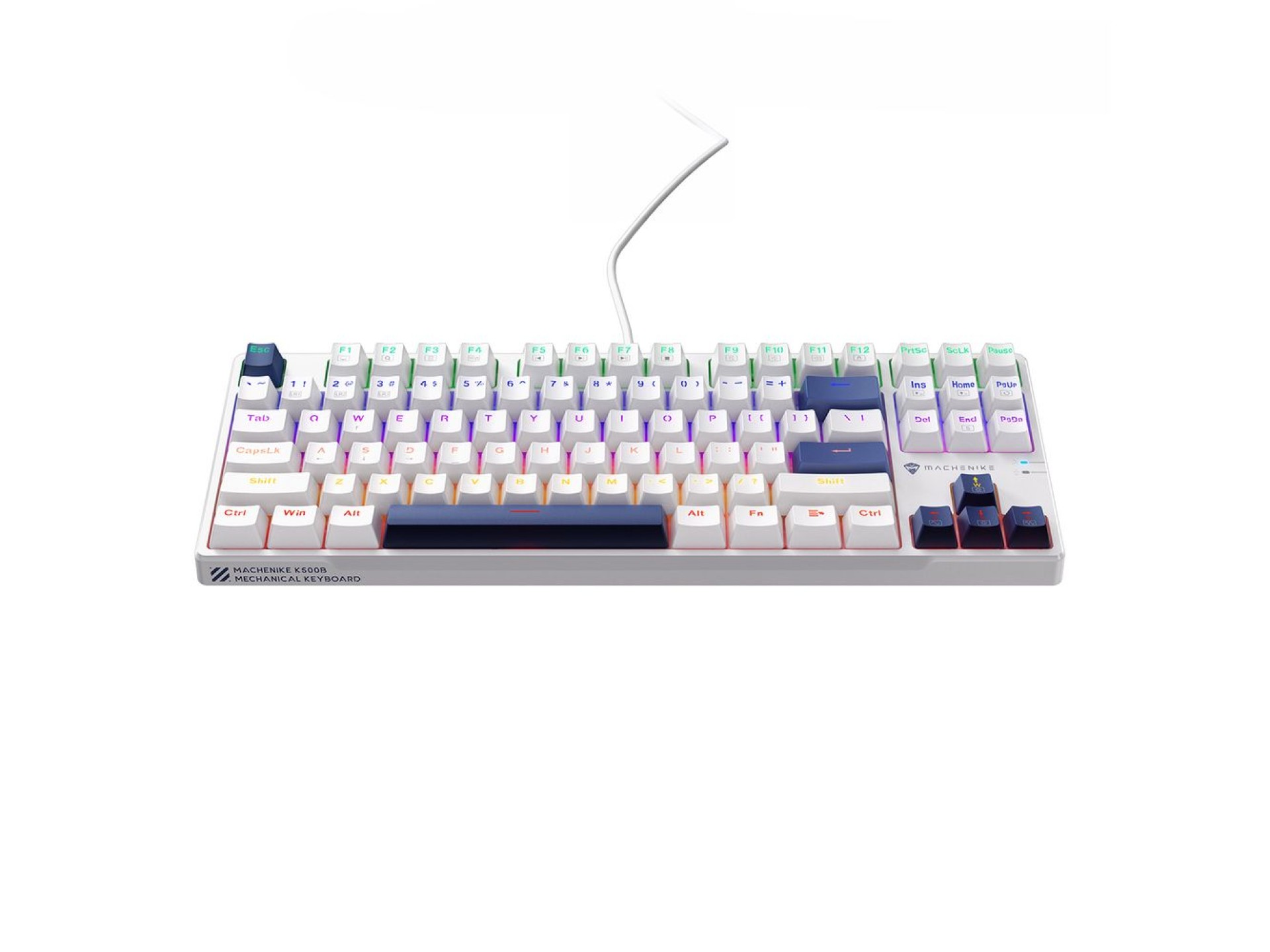 Machenike K500B-B87 Wired Mechanical Gaming Keyboard with Backlight, Red Switch - White