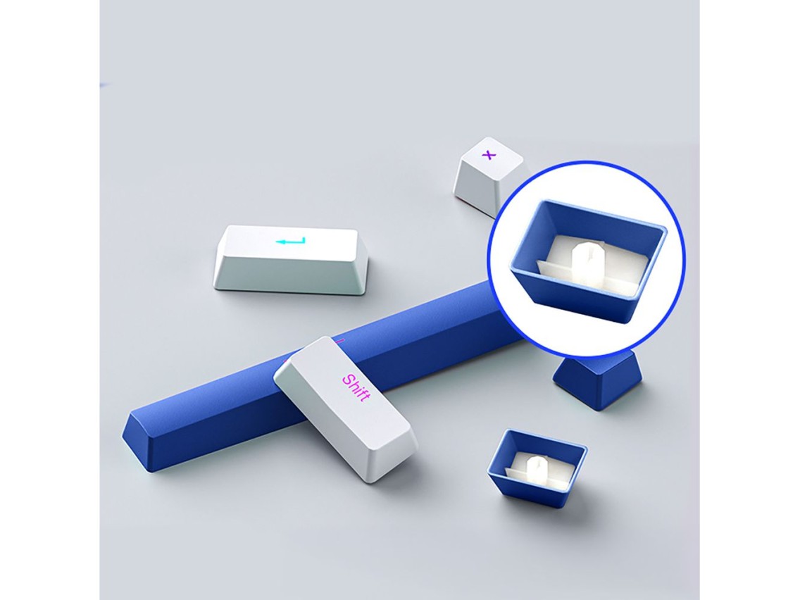 Teclado mec�nico para jogos com fio Machenike K500B-B87 com retroilumina��o, switch vermelho - Branc