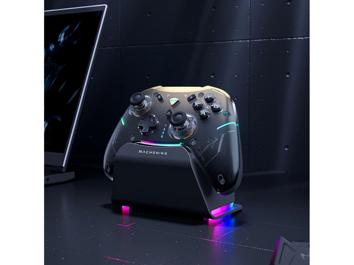 Machenike G5Pro Premium Edition Wireless Game Controller with Charging Station - Black and Gold