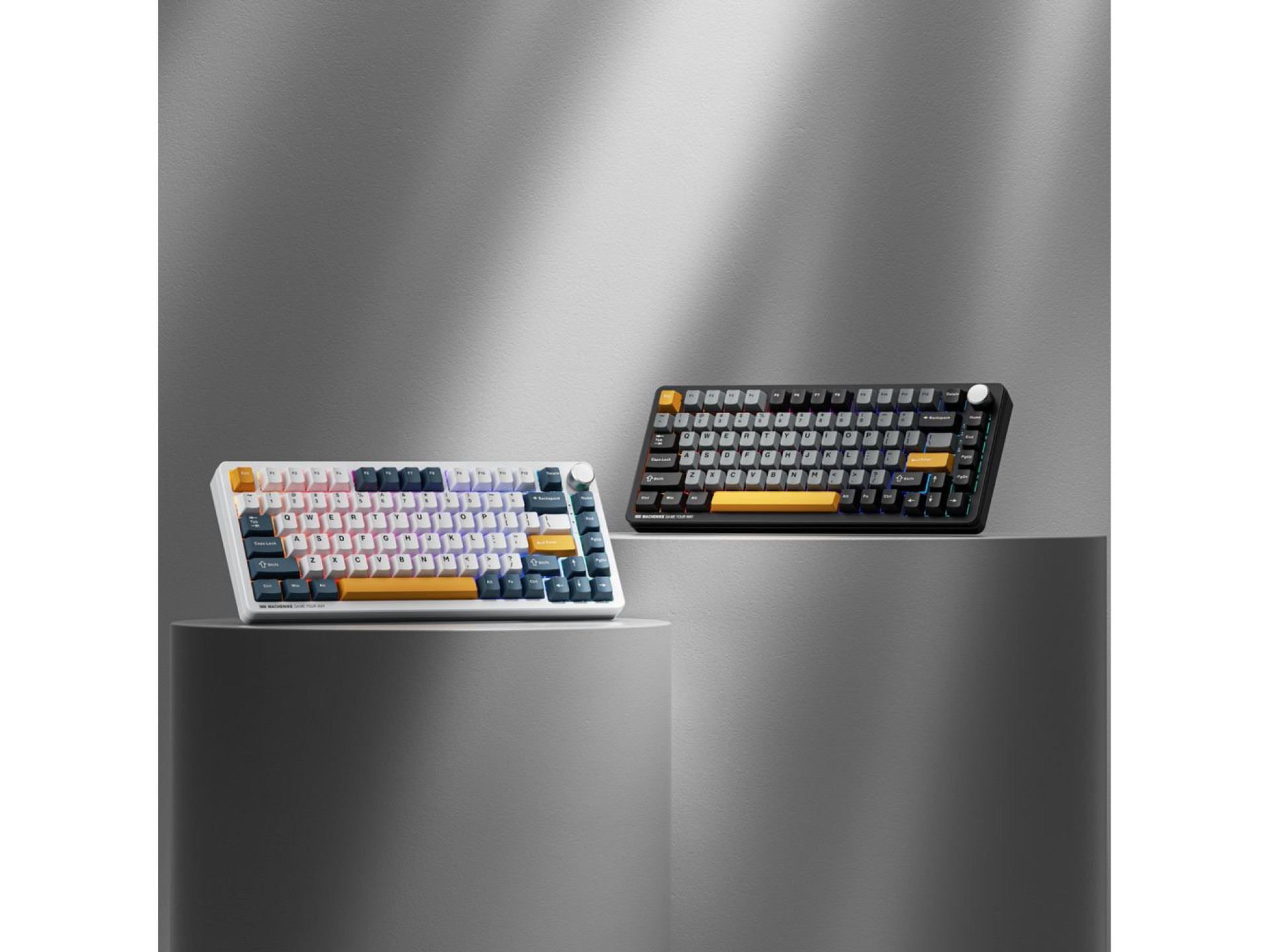 Teclado mecánico inalámbrico retroiluminado para juegos Machenike K600-B82W con interruptor GR plate