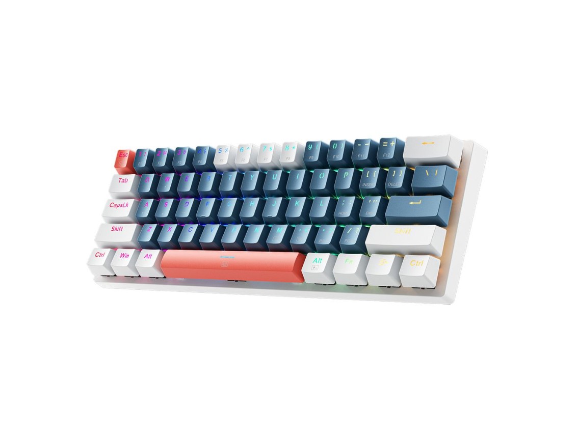 Teclado mecânico para jogos Machenike K500-B61 com fio e retroiluminação, switch marrom - Azul e bra