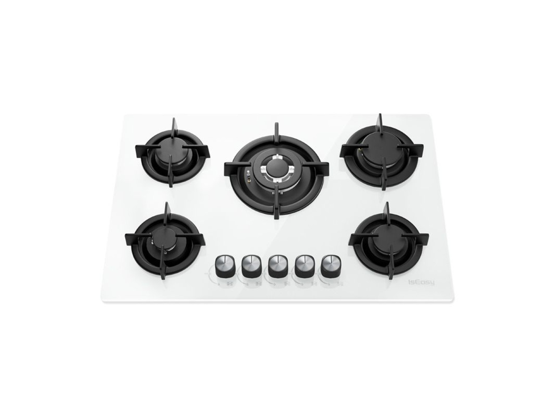 Placa de gas ISEASY MGBG-775 con 5 quemadores (blanca)