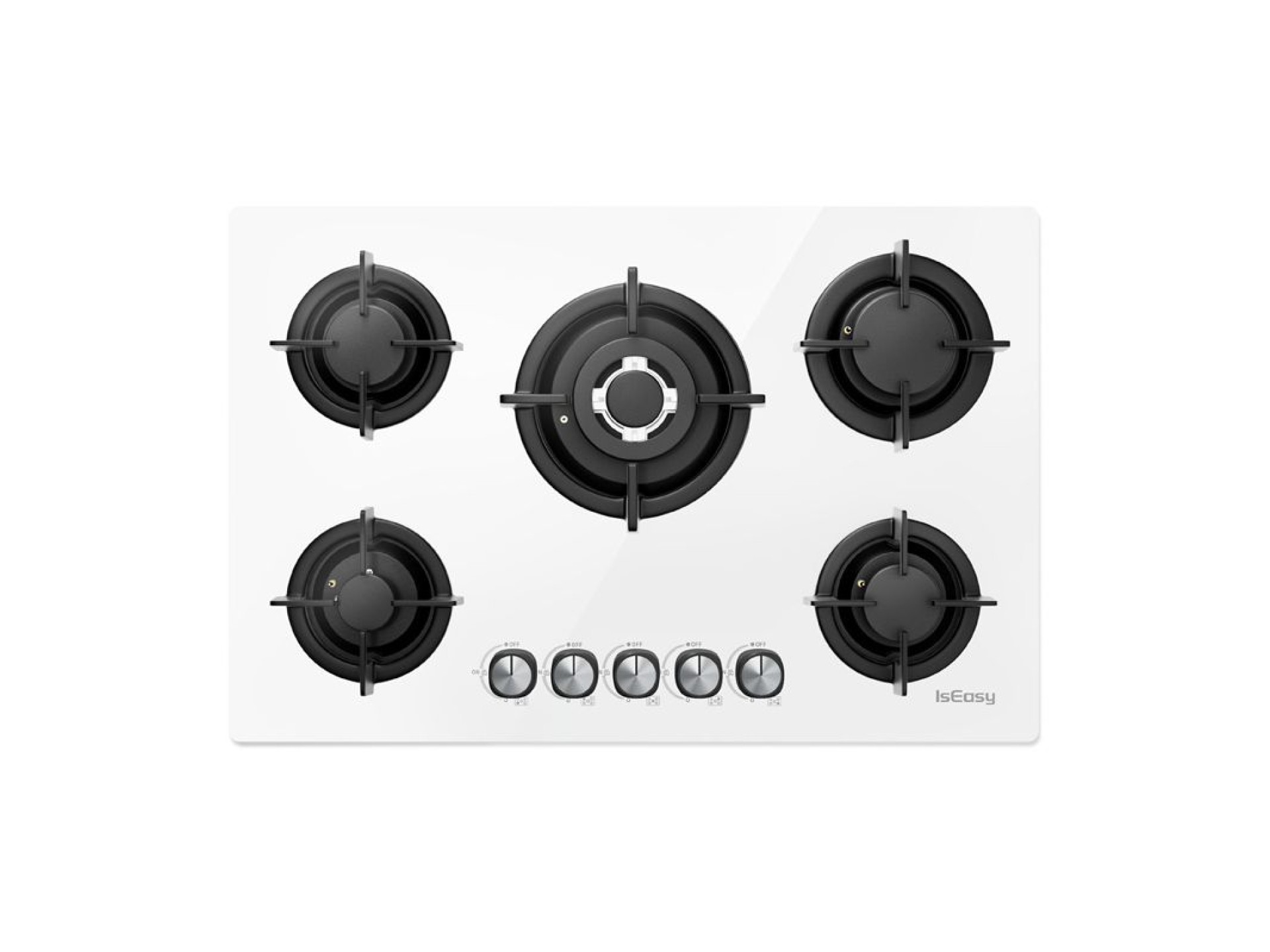 Placa de gas ISEASY MGBG-775 con 5 quemadores (blanca)