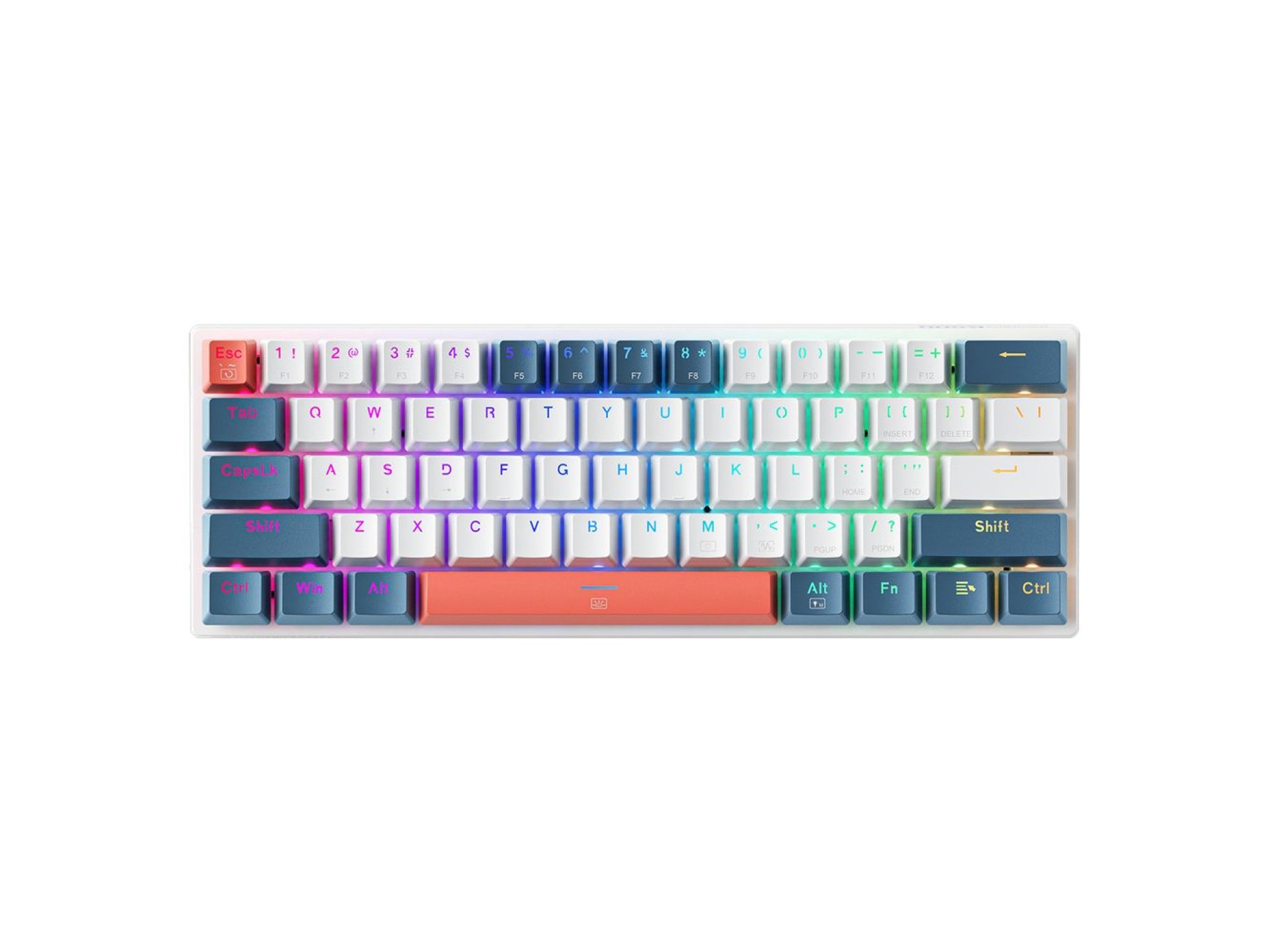 Machenike K500-B61 Wired Mechanical Gaming Keyboard with Backlight, Red Switch - White and Blue