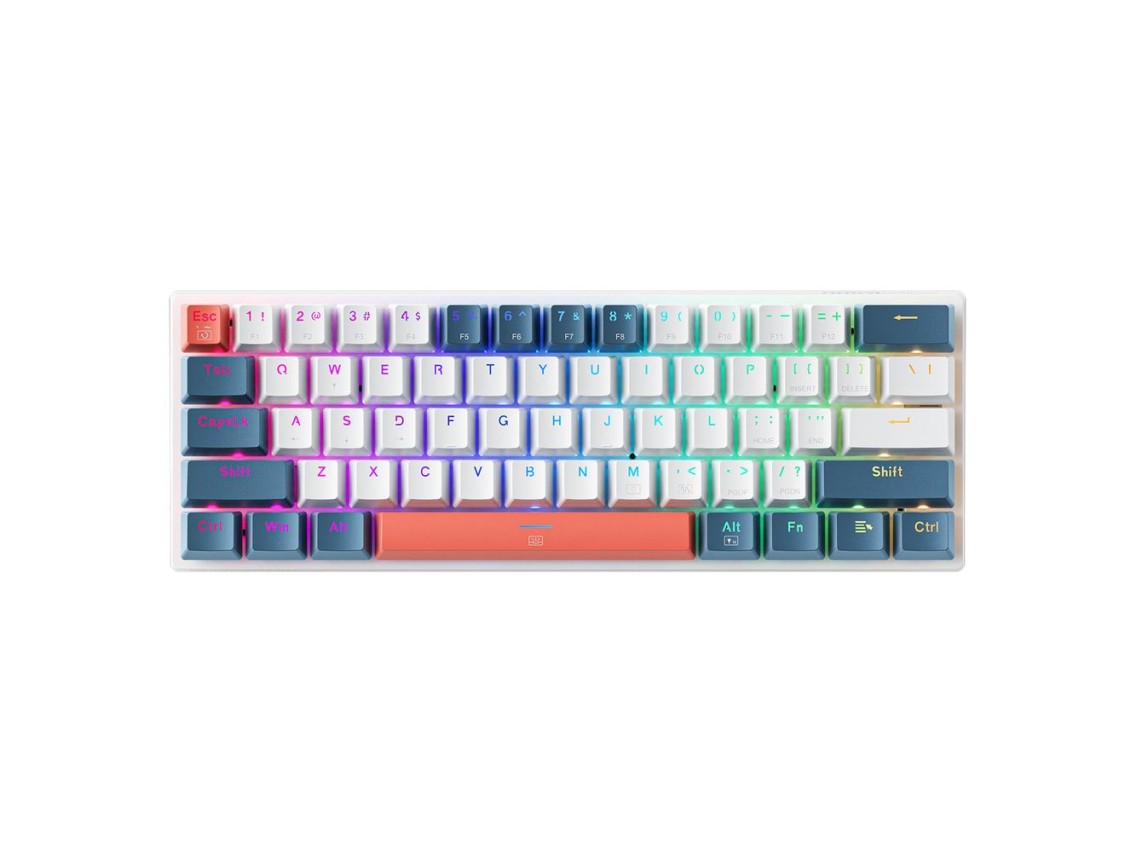 Teclado mec�nico para juegos Machenike K500-B61 con cable, retroiluminaci�n e interruptor rojo (blan