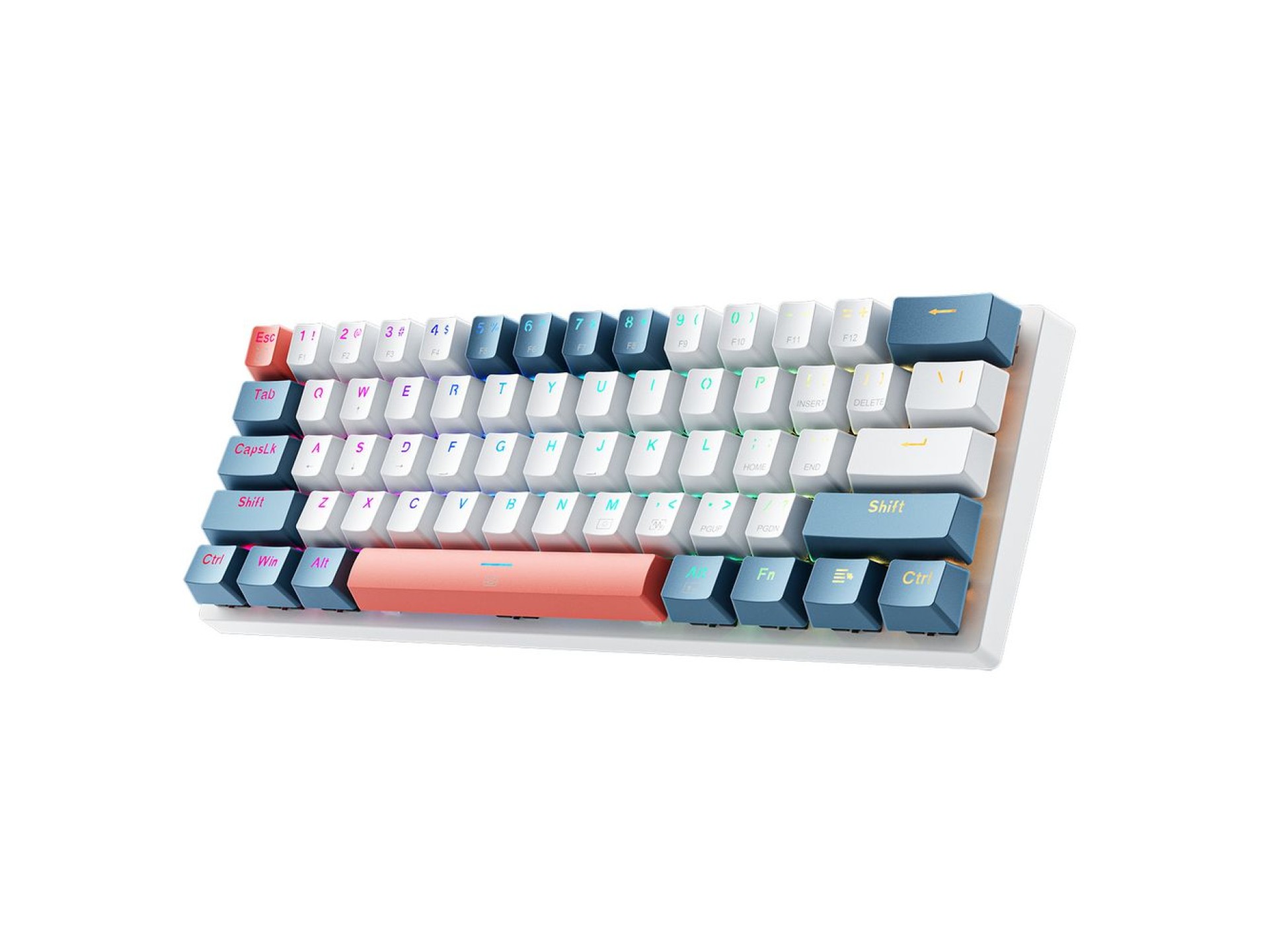 Machenike K500-B61 Wired Mechanical Gaming Keyboard with Backlight, Red Switch - White and Blue