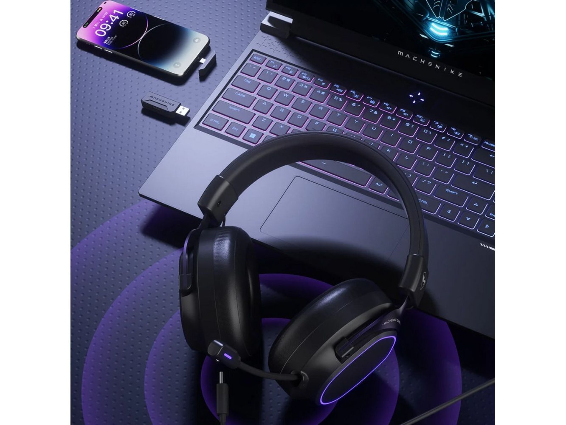 Fones de ouvido gamer sem fio Machenike GX30PRO - Preto