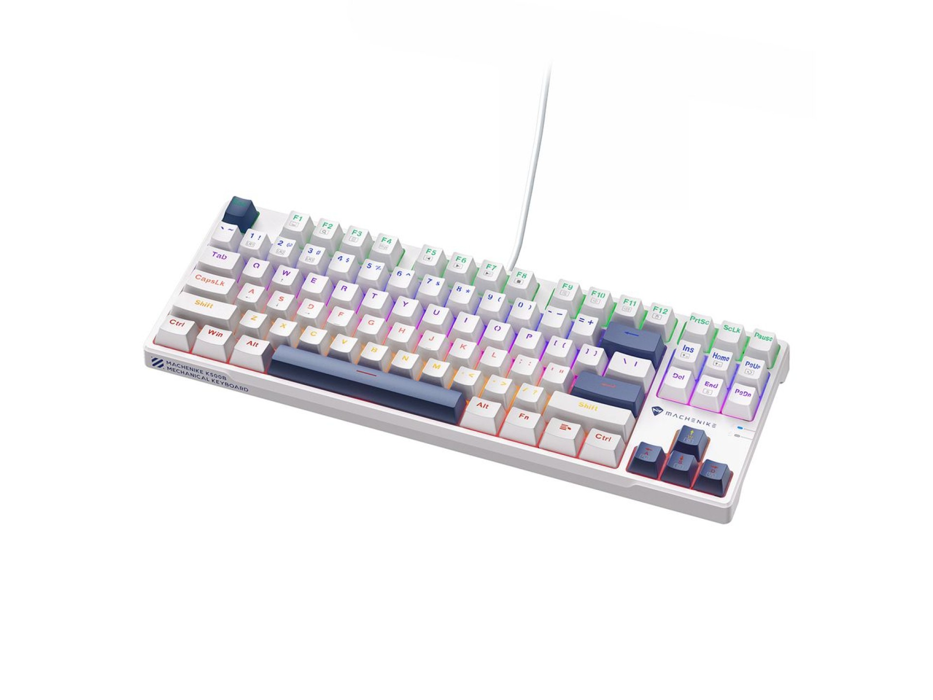 Machenike K500B-B87 Wired Mechanical Gaming Keyboard with Backlight, Red Switch - White