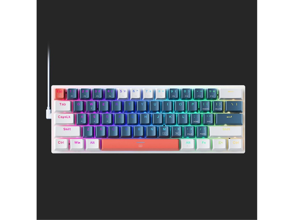 Teclado mec�nico para jogos com fio Machenike K500-B61 com retroilumina��o e switch azul - Azul e br