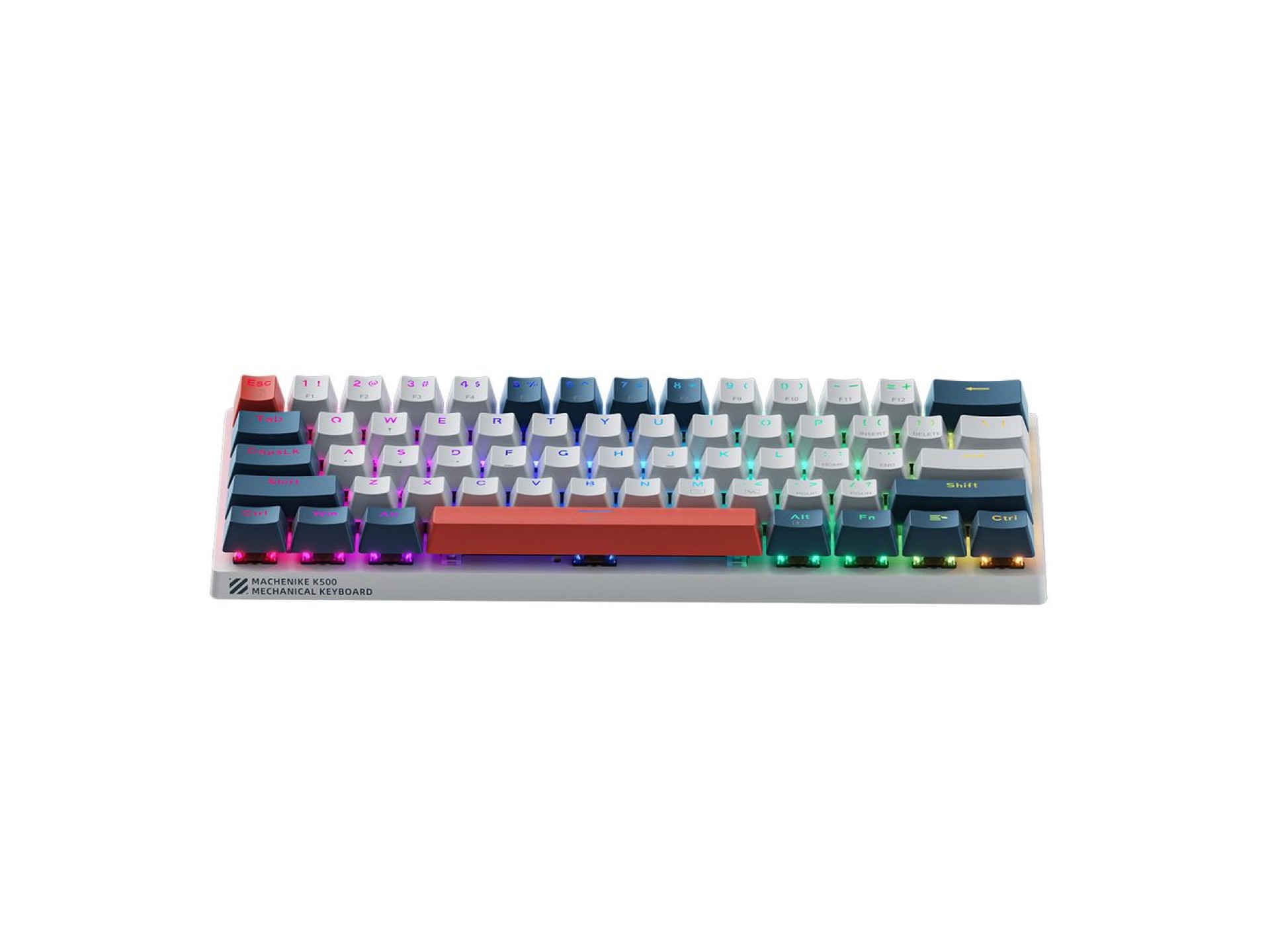 Machenike K500-B61 Wired Mechanical Gaming Keyboard with Backlight, Red Switch - White and Blue
