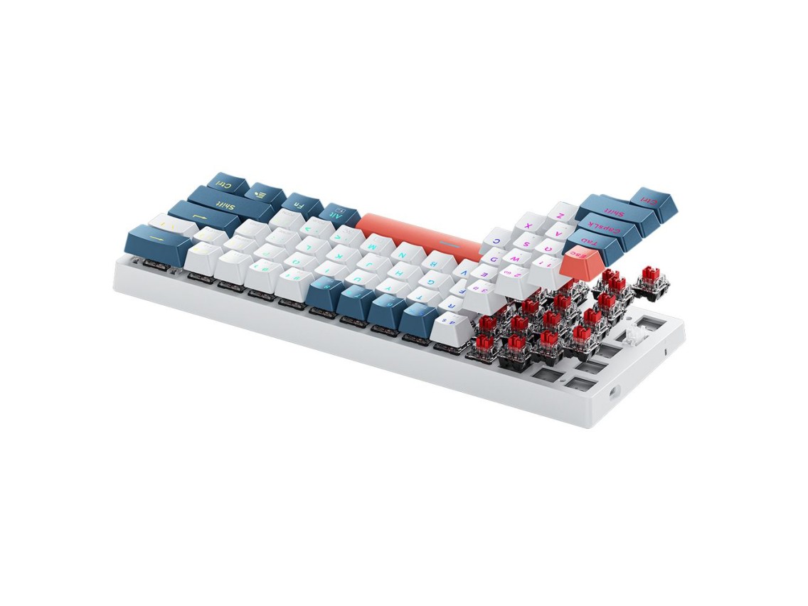 Teclado mec�nico para juegos Machenike K500-B61 con cable, retroiluminaci�n e interruptor rojo (blan