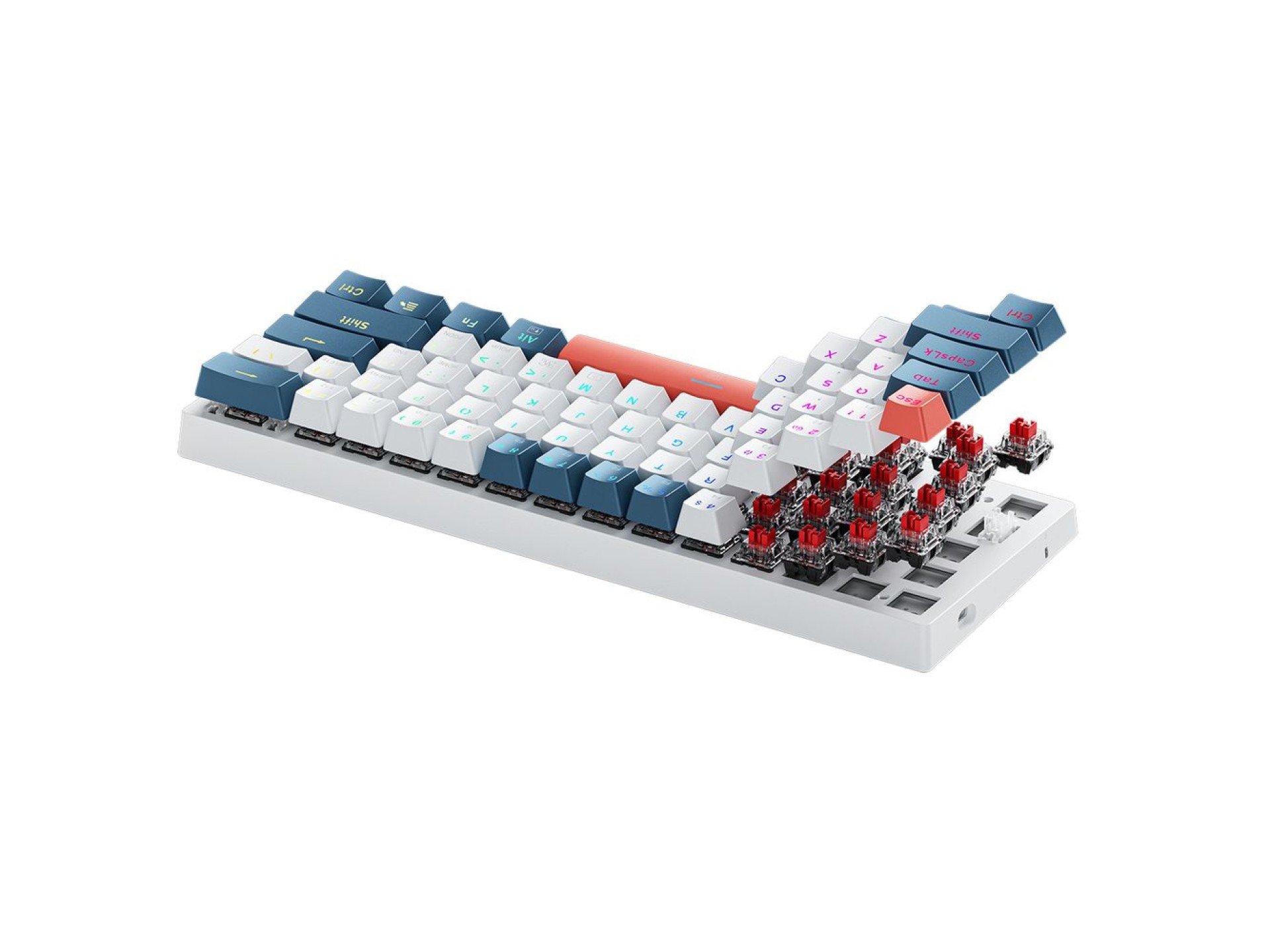Machenike K500-B61 Wired Mechanical Gaming Keyboard with Backlight, Red Switch - White and Blue