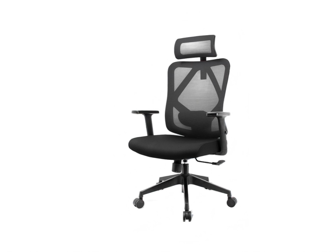 Techancy Black Computer Office Chair MD4901, Fabric Seat, Curved Lumbar Support, 3D Adjustable Angle