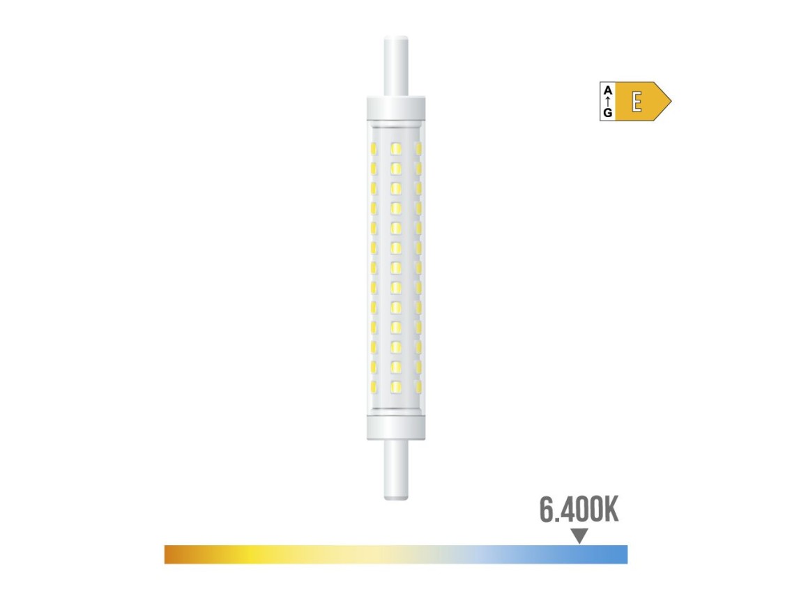 Bombilla lineal led 118 mm r7s, 8 w, 900 lm, 6400 k, luz fría, regulable, ø15 x 118 mm