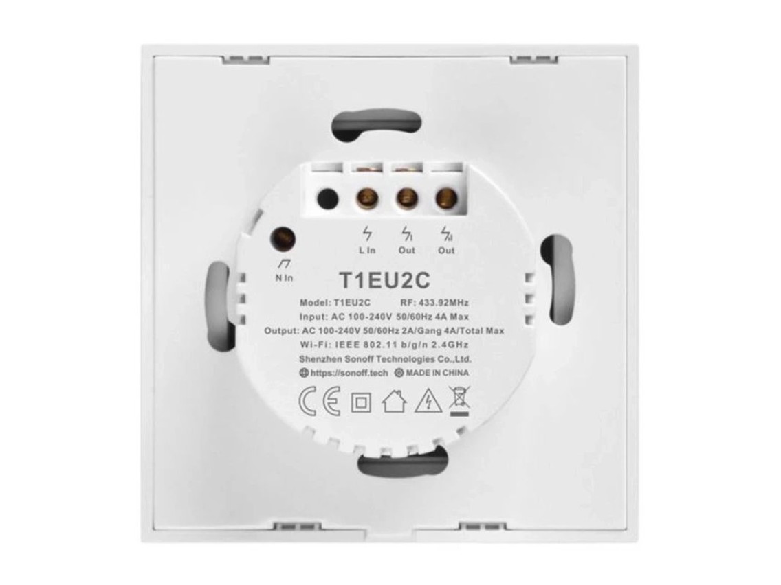 Switch Inteligente WiFi+RF 433 Sonoff T1 EU TX (2 canales)