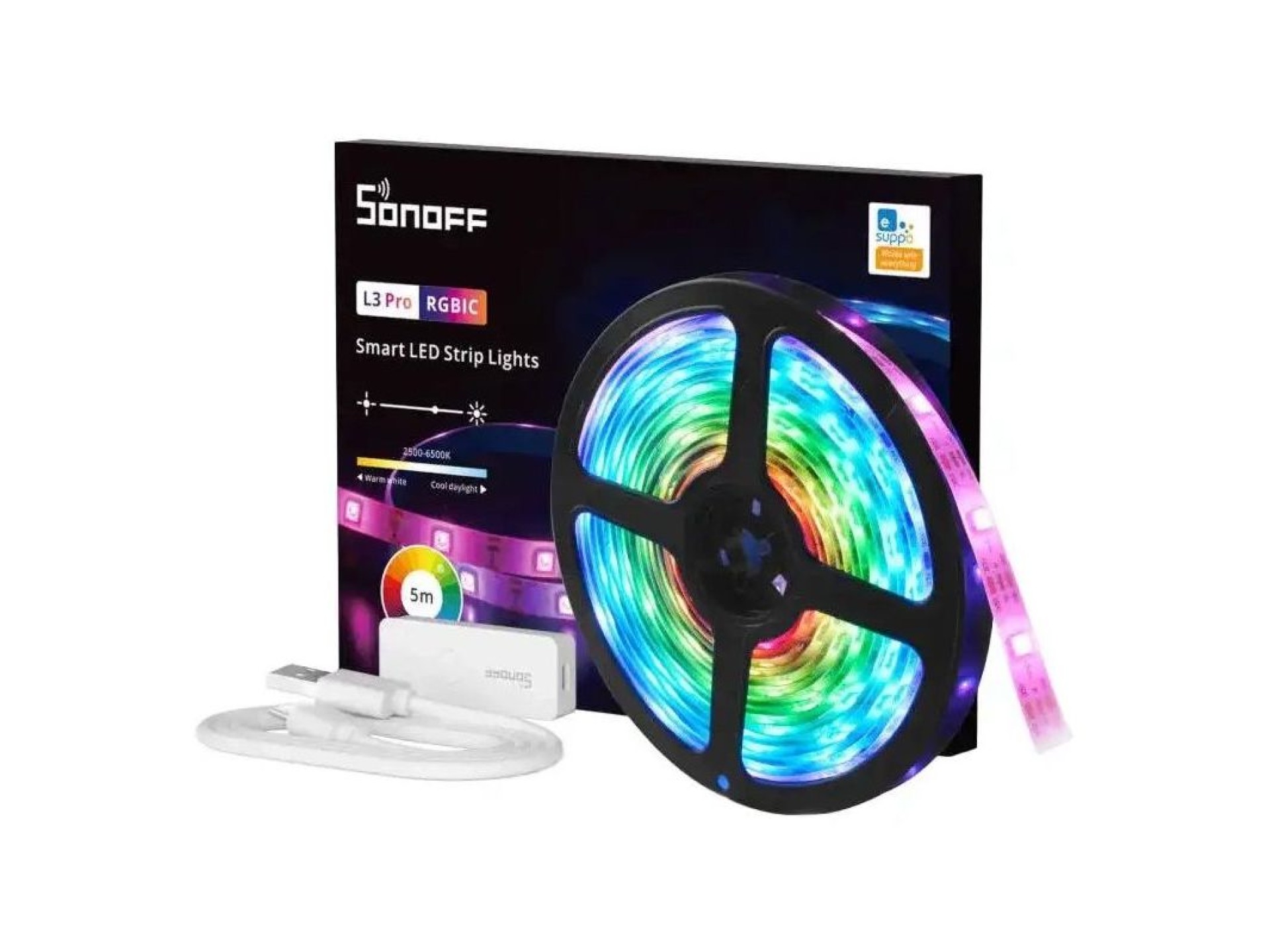 Tira de luces LED RGBIC WiFi inteligente Sonoff L3 Pro de 5 m