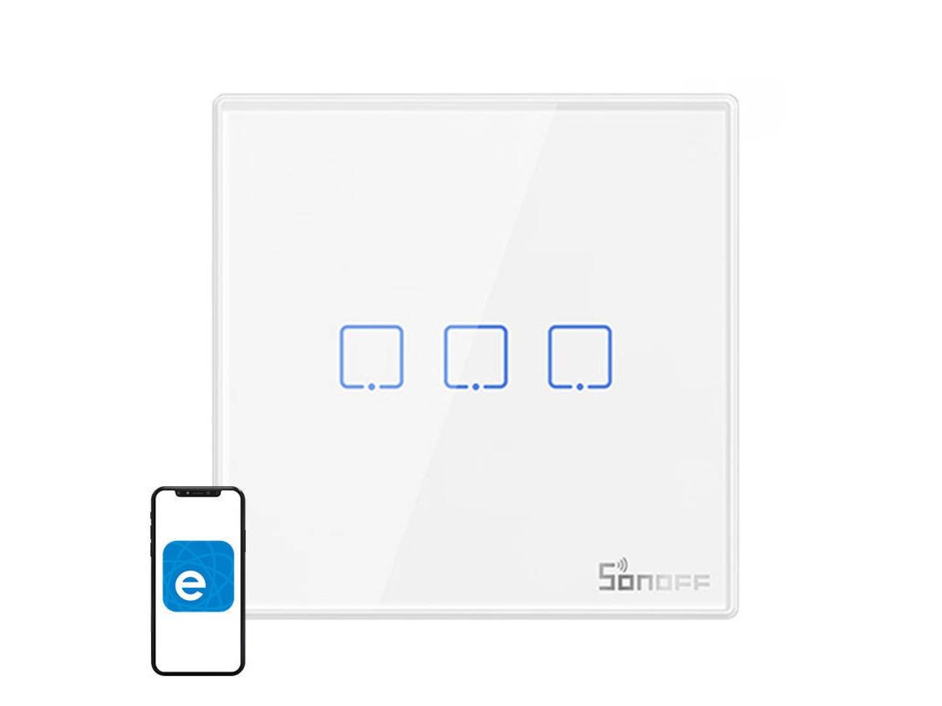 Smart Wireless Wall Switch Sonoff T2EU3C-RF 433MHz (3-channel)