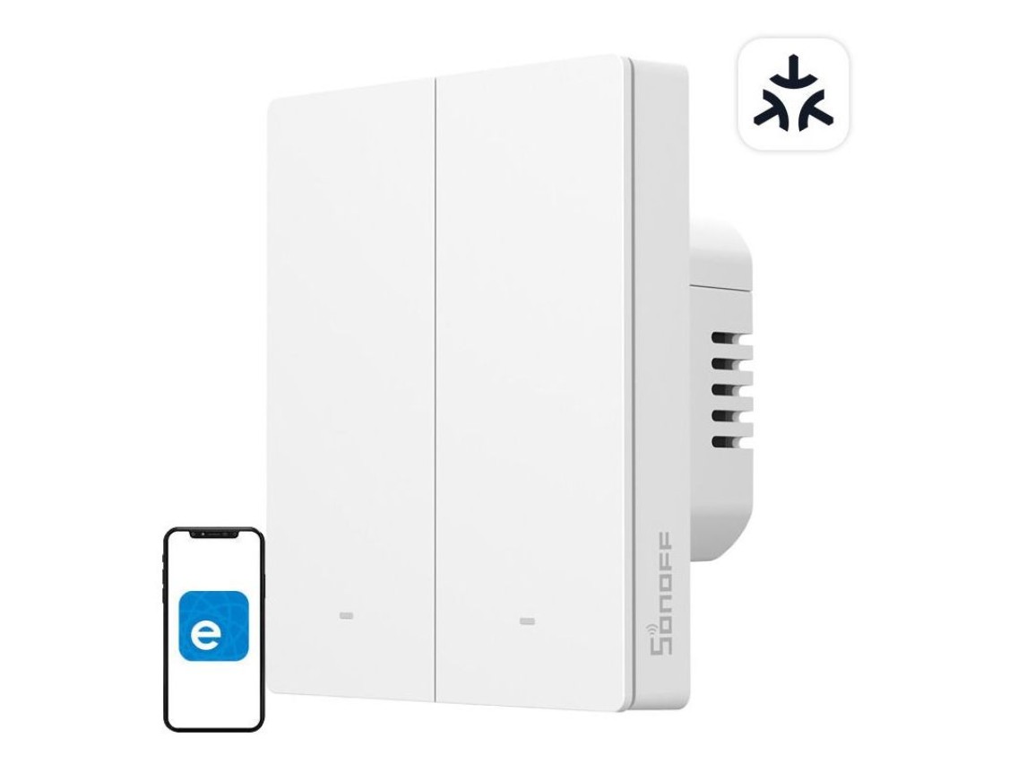 Interruptor de pared inteligente SONOFF M5-2C-80W WiFi Matter (2 canales, para marco)