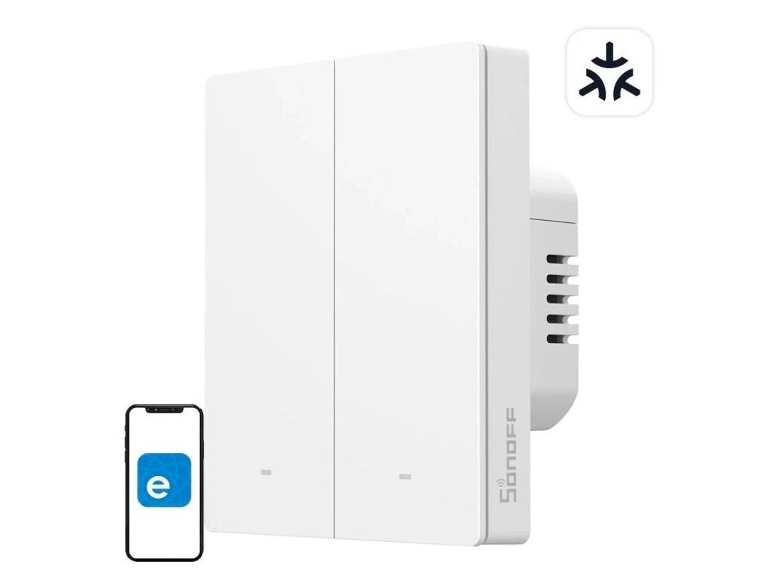 Interruptor de pared inteligente SONOFF M5-2C-80W WiFi Matter (2 canales, para marco)