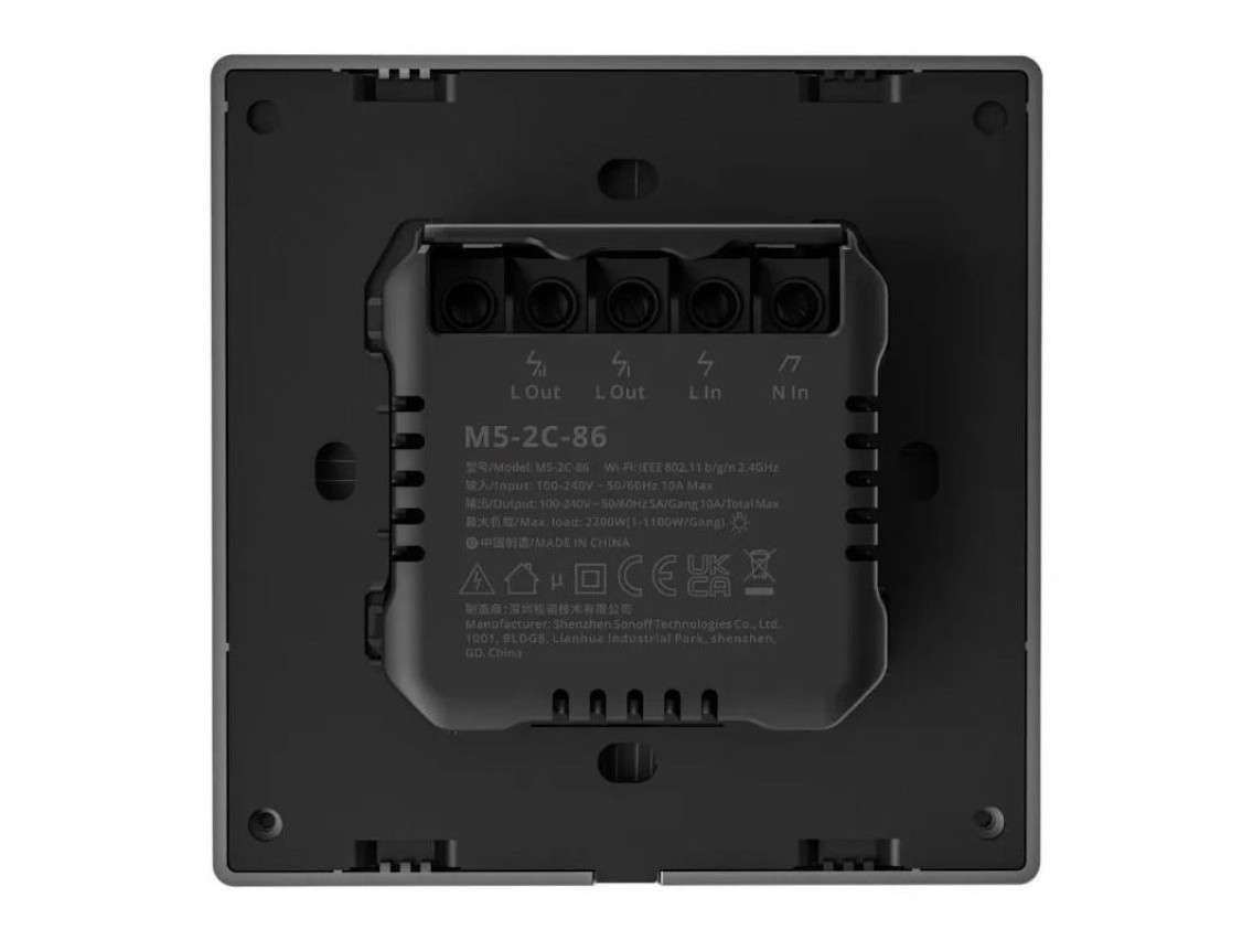 Interruptor de pared inteligente con WiFi Sonoff M5 2C (2 canales)