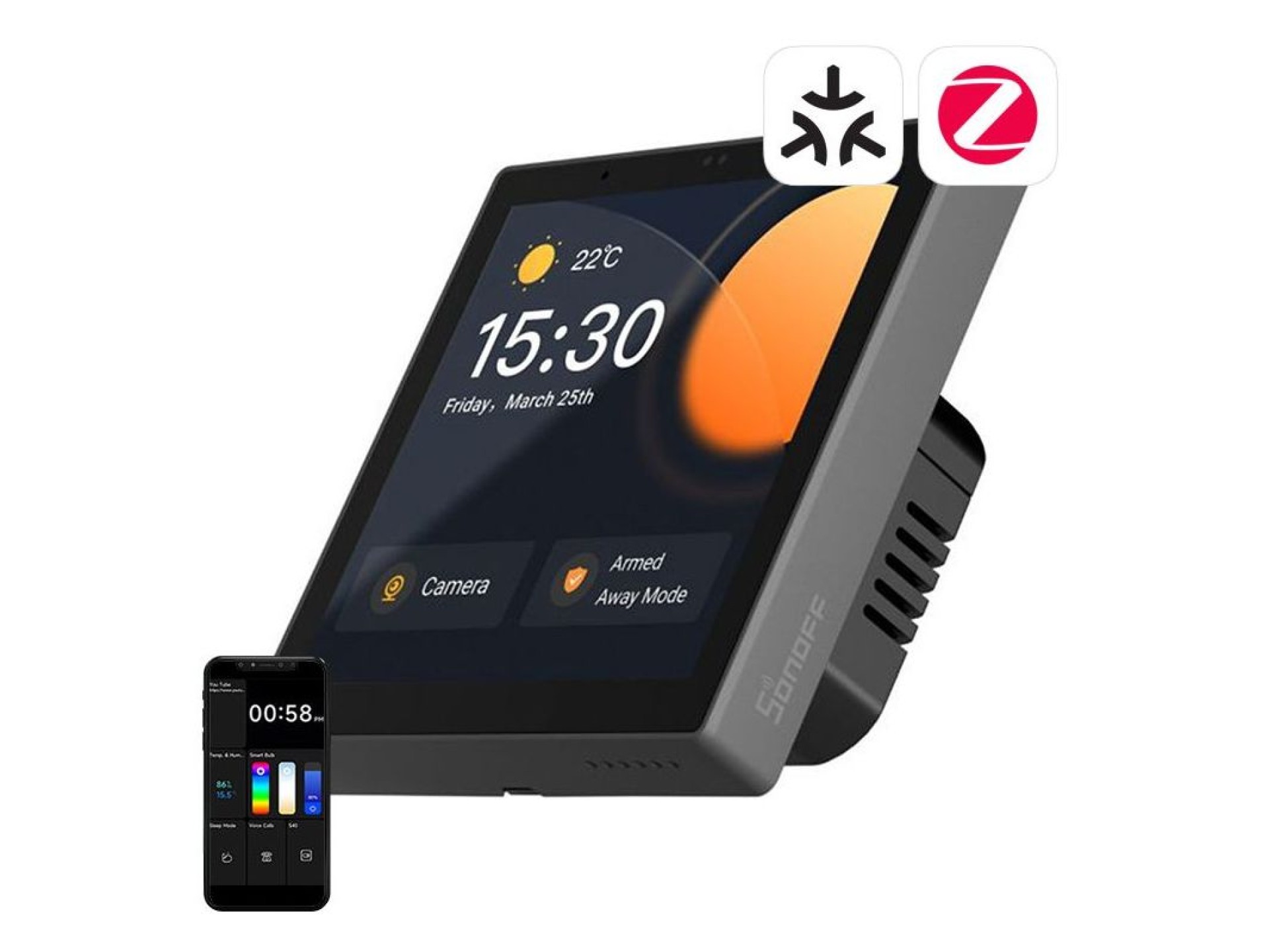 Painel de controle inteligente WiFi/Bluetooth/ZigBee Matter Sonoff NSPanel Pro (preto)