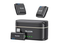 Microfone de lapela sem fio TELESIN + bateria externa para celulares (USB-C)