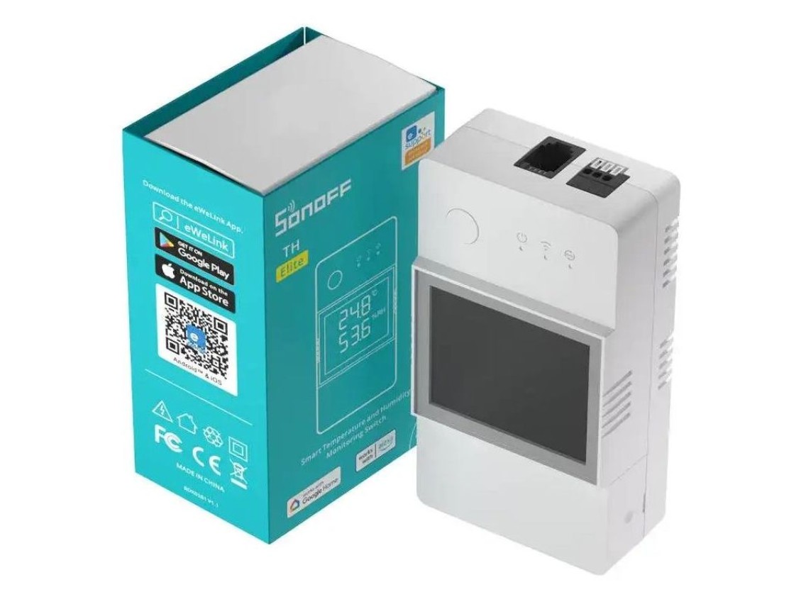Interruptor inteligente WiFi con monitorización de temperatura y humedad Sonoff THR320D TH Elite