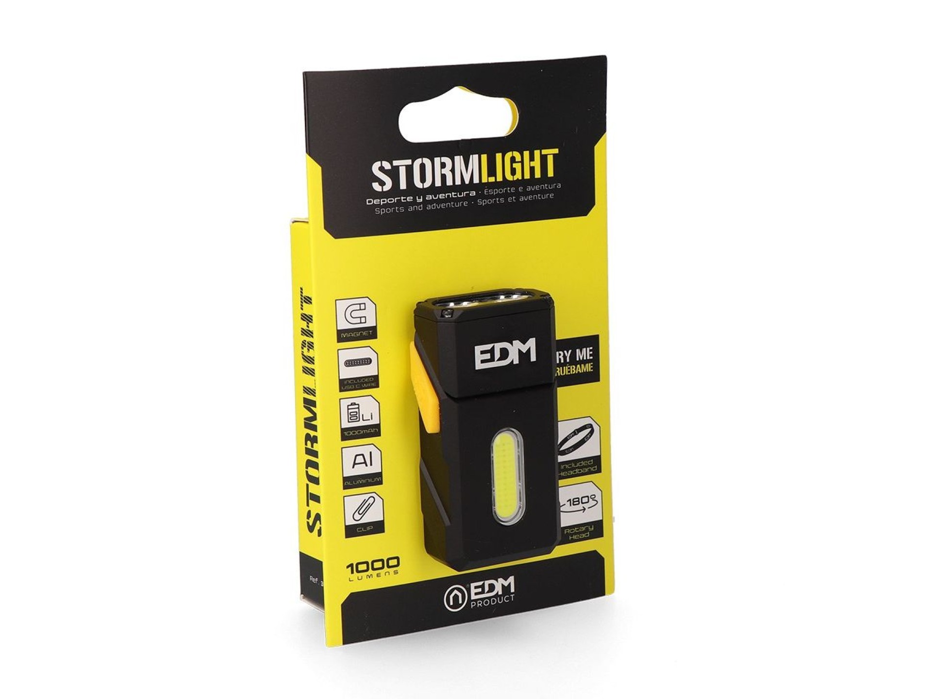 Mini lanterna led stormlight, recarregável, 13 w, 1000 lm