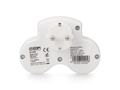 Adaptador com 2 tomadas 2p+t schuko e 2 usb (a+c), branco