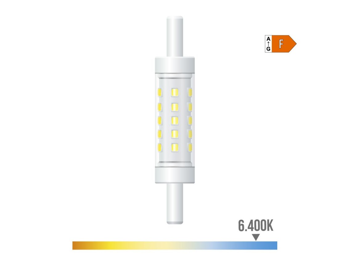 R7s led linear bulb 78 mm, 5 w, 500 lm, 6400 k, cool white light, dimmable, ø15 x 78 mm