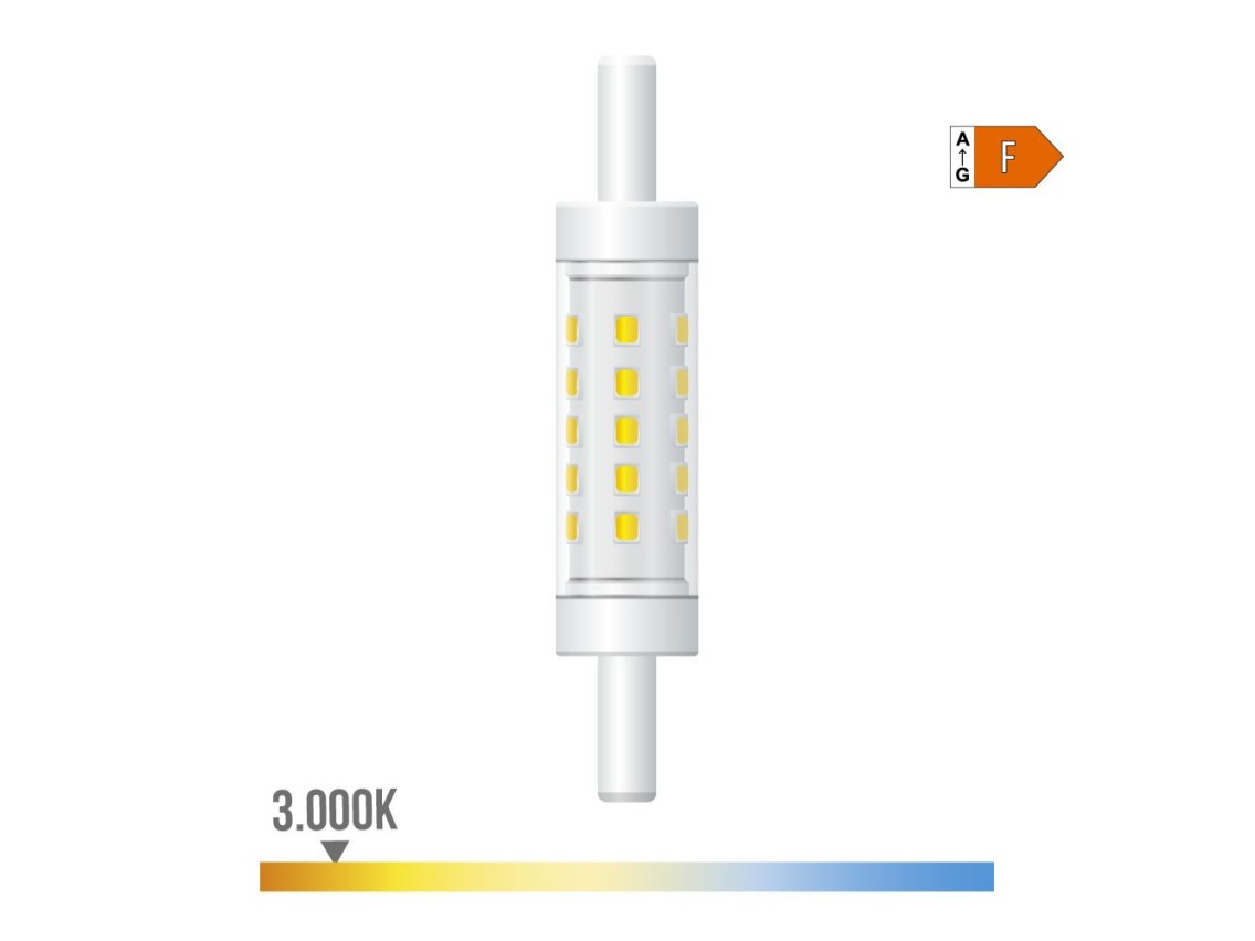 Bombilla lineal led 78 mm, r7s, 5 w, 500 lm, 3000 k, luz cálida, regulable, ø15 x 78 mm