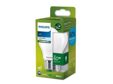 Ultra efficient led classic 4w 840im e27 4000k, �6x10,4 cm, bulb daylight. philips