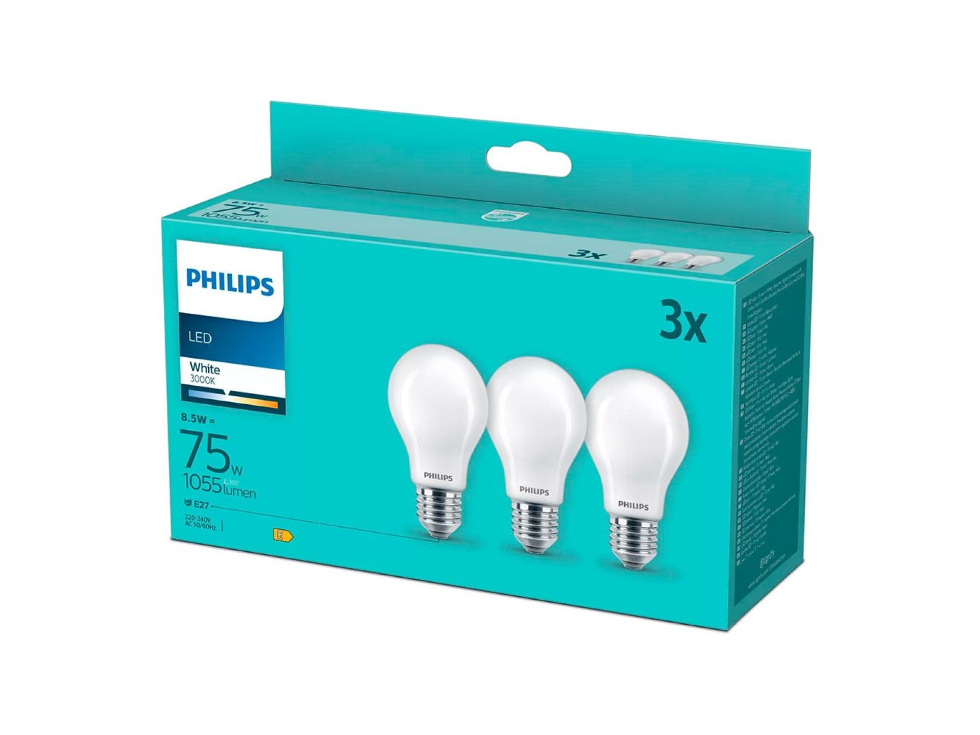 Bombilla led de filamento mate - e27 - 8,5 w (equiv. 75 w) - 1055 lm - 3000 k - luz cálida, pack 3 u