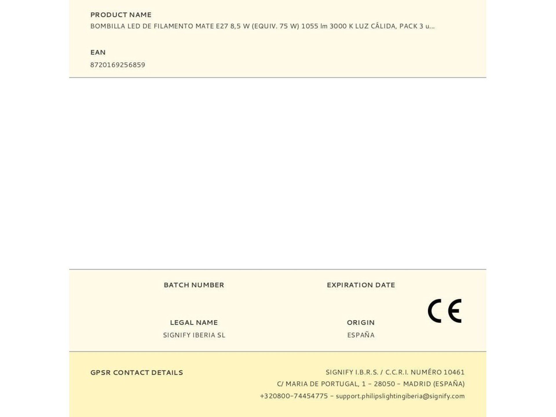 Bombilla led de filamento mate - e27 - 8,5 w (equiv. 75 w) - 1055 lm - 3000 k - luz cálida, pack 3 u