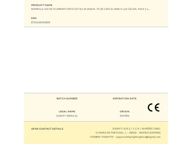 Bombilla led de filamento mate - e27 - 8,5 w (equiv. 75 w) - 1055 lm - 3000 k - luz cálida, pack 3 u Bombilla led de filamento mate - e27 - 8,5 w (equiv. 75 w) - 1055 lm - 3000 k - luz cálida, pack 3 u